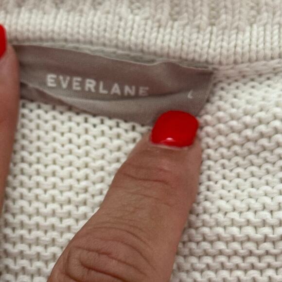 Everlane Women's white 100% Cotton chunky  Knit Ribbed Sweater Size Large - Picture 2 of 8